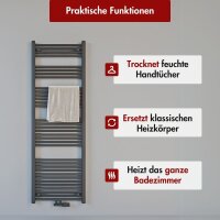 Handtuchheizkörper Badheizkörper ALPIYA Anthrazit Mittelanschluss inkl. Thermostat Gerade 40 cm 180 cm