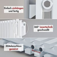 Design Flachheizkörper Paneelheizkörper RILA Vertikal Doppellagig Weiß