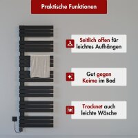 Handtuchheizkörper elektrisch ALRONA Schwarz Seitlich offen inkl. Heizstab