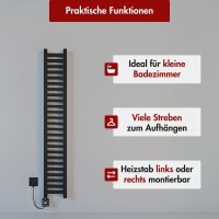 Handtuchheizkörper elektrisch LUMIRA Schwarz inkl. Heizstab