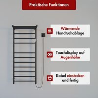 Handtuchwärmer elektrisch PLUG-AND-HEAT mit Handtuchablage Schwarz