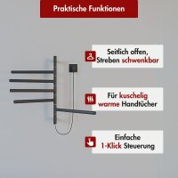 Handtuchwärmer elektrisch PLUG-AND-HEAT schwenkbar Schwarz 51 x 62 cm