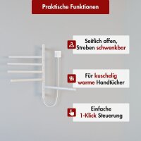 Handtuchwärmer elektrisch PLUG-AND-HEAT schwenkbar Weiß 51 x 62 cm