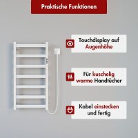 Handtuchwärmer elektrisch PLUG-AND-HEAT kompakt mit eckigen Rohren Weiß