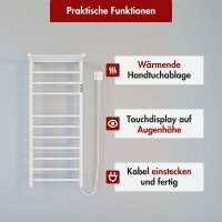 Handtuchwärmer elektrisch PLUG-AND-HEAT mit Handtuchablage Weiß