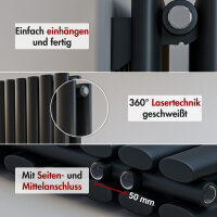 Design Flachheizkörper Paneelheizkörper elektrisch TAYLOR Horizontal Doppellagig Schwarz