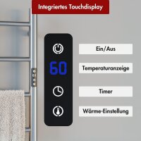 SALE Handtuchwärmer elektrisch PLUG-AND-HEAT mit runden Rohren Chrom 50 x 80 cm
