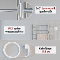 SALE Handtuchwärmer elektrisch PLUG-AND-HEAT mit runden Rohren Chrom 50 x 80 cm