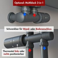 SALE Handtuchheizkörper ALRONA Anthrazit Seitlich offen rechts oder links 50 cm 140 cm